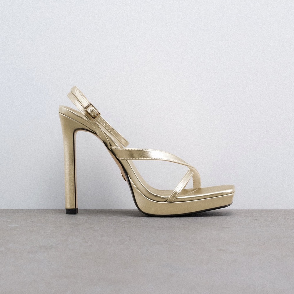 Zara gold strappy heel